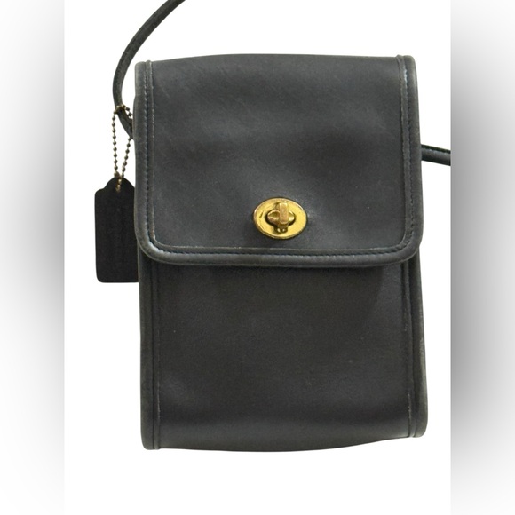Coach Handbags - Coach Vintage 9956 Black Leather Small Flap Crossbody Bag